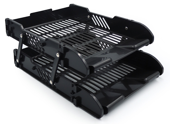 DSCN3093-BK Лоток для паперу пластик. горизонт., чорний, 2 секції, 1шт./етик.