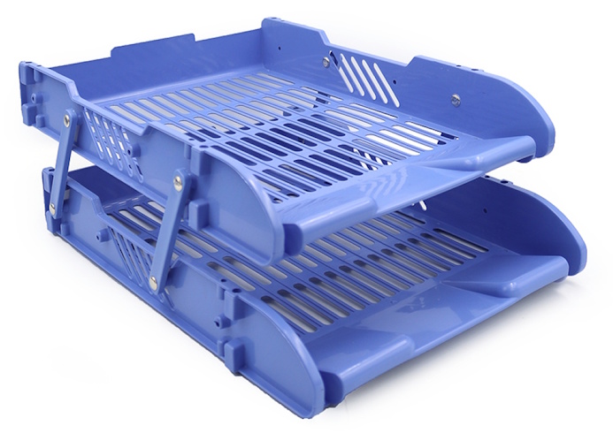 DSCN3094-BL Лоток для паперу пластик. горизонт., синій, 2 секції, 1шт./етик.