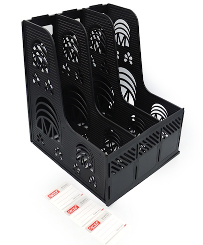 DSCN3087-BK Лоток для паперу пластик. вертикал., чорний, 3 секції, 1шт./етик.