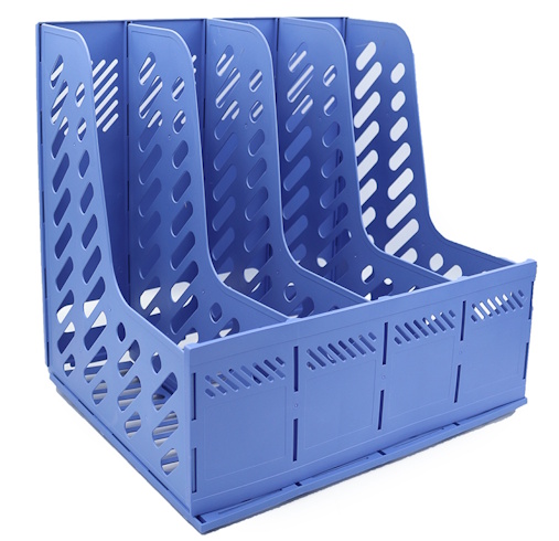 DSCN3089-BL Лоток для паперу пластик. вертикал., синій, 4 секції, 1шт./етик.