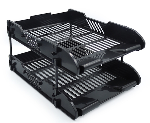 DSCN3088-2-BK Лоток для паперу пластик. горизонт., чорний, 2 секції, 1шт./етик.