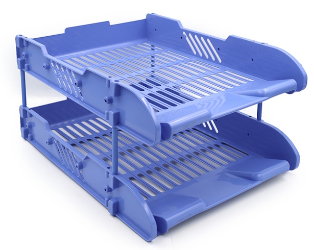 DSCN3088-2-BL Лоток для паперу пластик. горизонт., синій, 2 секції, 1шт./етик.