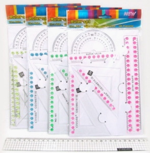 4776 Набір прозор.: 2 трикут.+трансп.+ лінійка 20см 