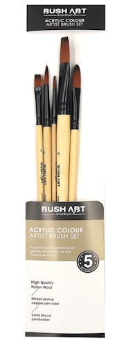 AS550-1 Набір пензлів для акрил фарб Art Nation кругл 2#,кругл.6#,плоск.4#,плоск14#,овал 1шт/этик