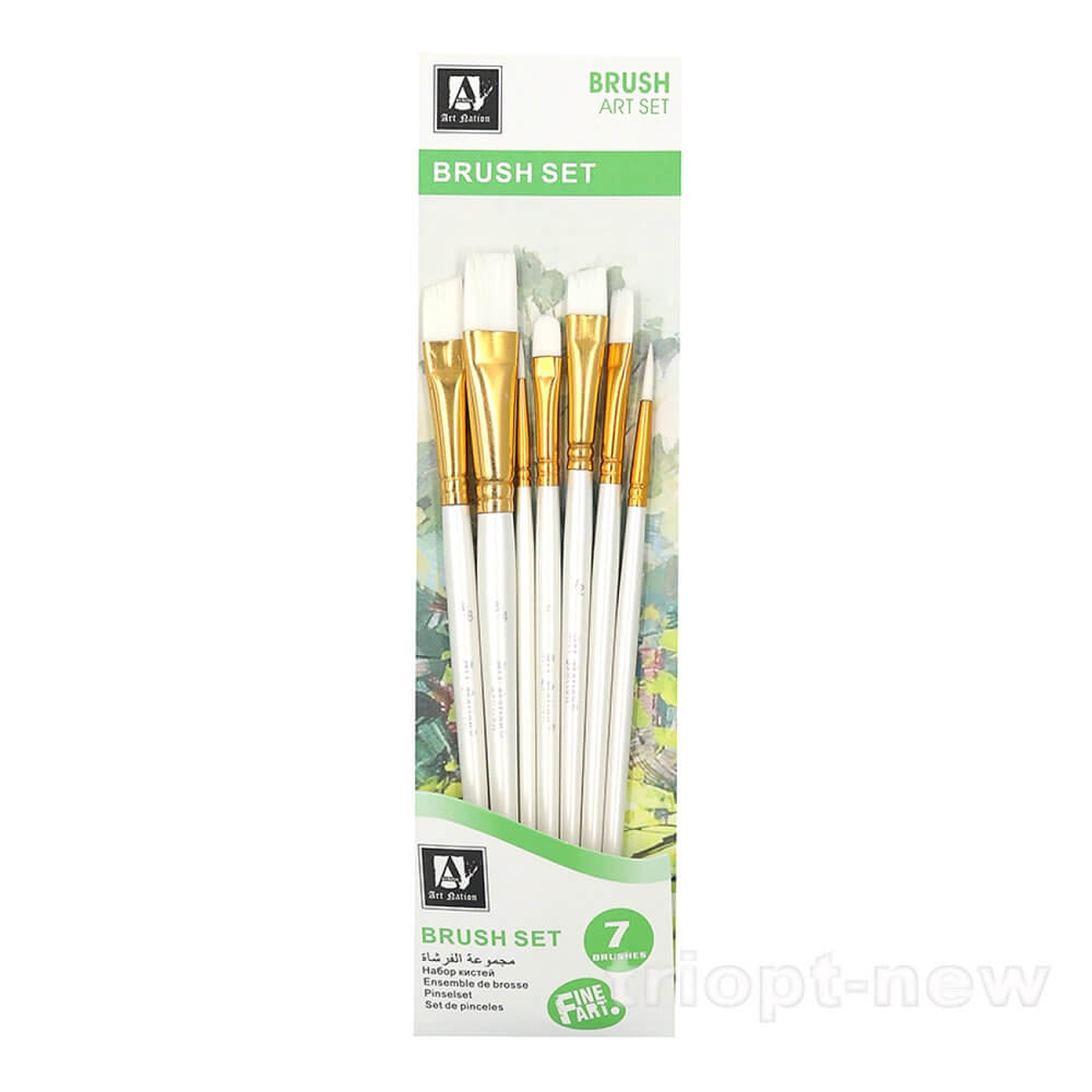 BR5807 Пензлі нейлонові Art Nation 7 шт., плоска головка  1шт/этик