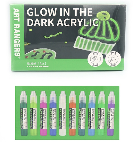 PA51.10030A Набір акрилових фарб Art Rangers, світяться в темряві, 10кол*30мл., 1шт/етик