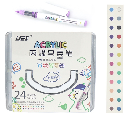 UES-1001-24 Набір акрилових маркерів 24шт., plastic box