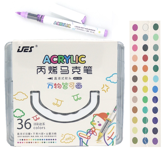 UES-1001-36 Набір акрилових маркерів 36шт., plastic box