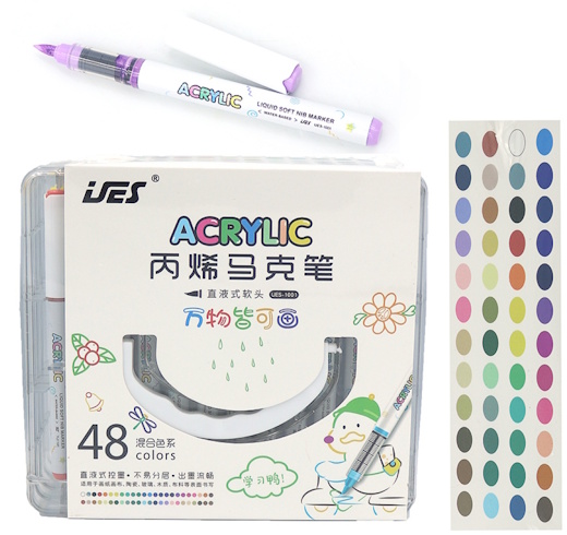 UES-1001-48 Набір акрилових маркерів 48шт., plastic box