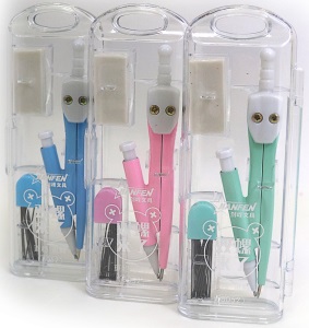 JF-8052 Циркуль в футлярі (3 предм.-цирк. + Ластик + гриф.)