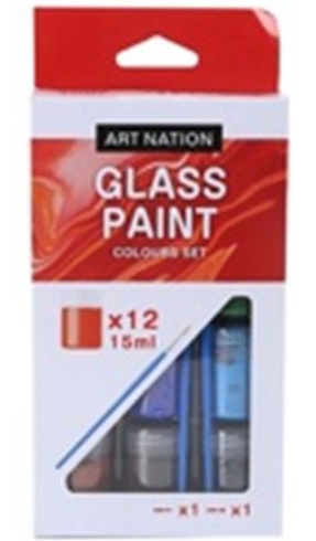 GAS1222 Набір фарб для скла Art Nation 22 мл*12кол.+2 пензлика 1шт/этик.