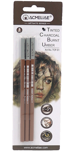 TCP-01 Набір олівців з вугілля Acmeliae для малювання 3шт. блістер, 1шт/этик.