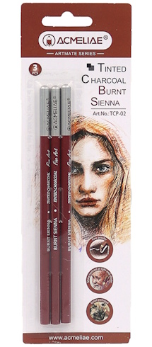 TCP-02 Набір олівців з вугілля Acmeliae для малювання 3шт. блістер, 1шт/этик.