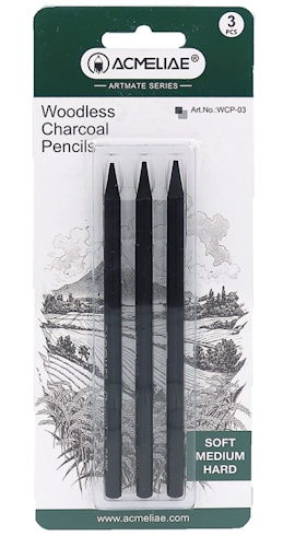 WCP-03 Набір олівців з вугілля Acmeliae для малювання, 3шт. блістер, 1шт./етик.