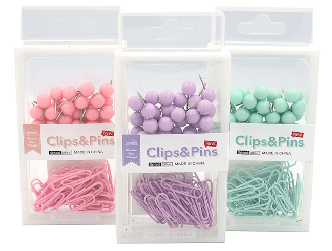 DSCN2259 Набір скрепок+булавки Clips and Pins, 1шт./етик.