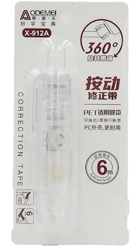 X912A Коректор-стрічка PET Aodemei 6мм*6м, 1шт./етик.