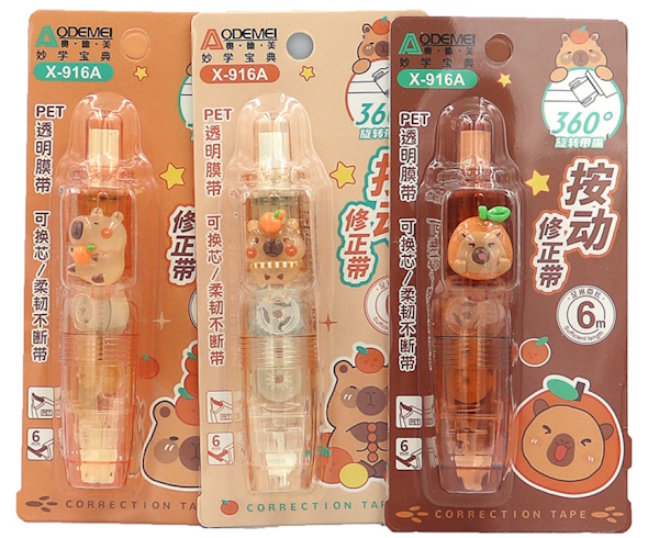X916A Коректор-стрічка PET Aodemei 6мм*6м KAPYBARA, 1шт./етик.