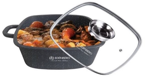 Казан квадратний 24 см, (4,4 л), мармурове покриття