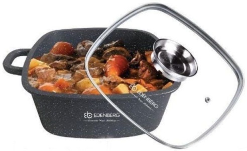 Казан квадратний 5,5л 26см, литий алюміній, мармурове покриття