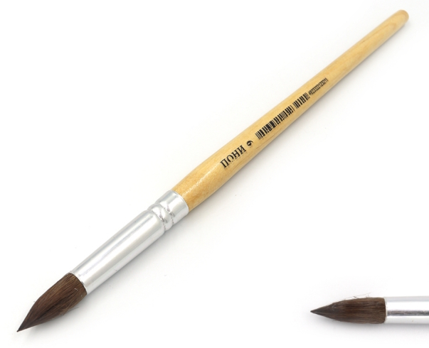 М-9# Пензлик поні кругл 23см (ГОСТ №9) (Штрих-код) (інд.упак) 1шт / етик