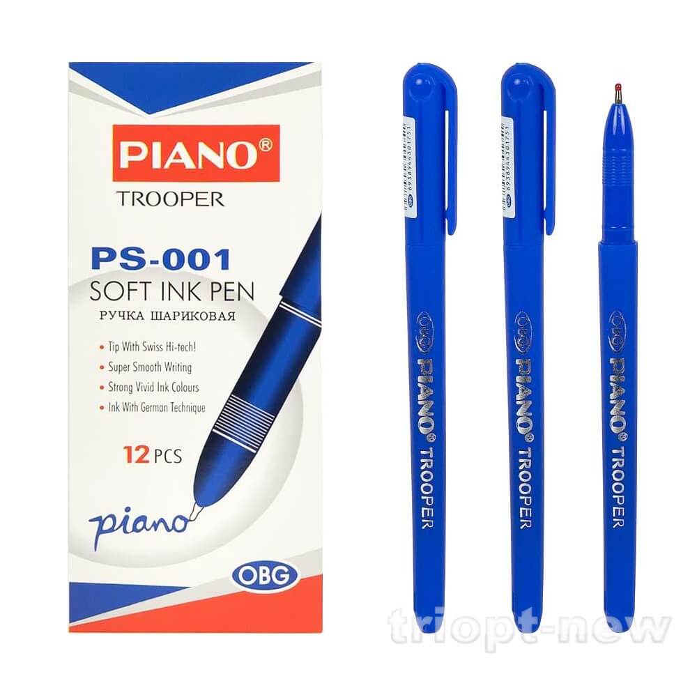 PS-001 Ручка масляна Trooper PIANO синя, 12шт./етик.