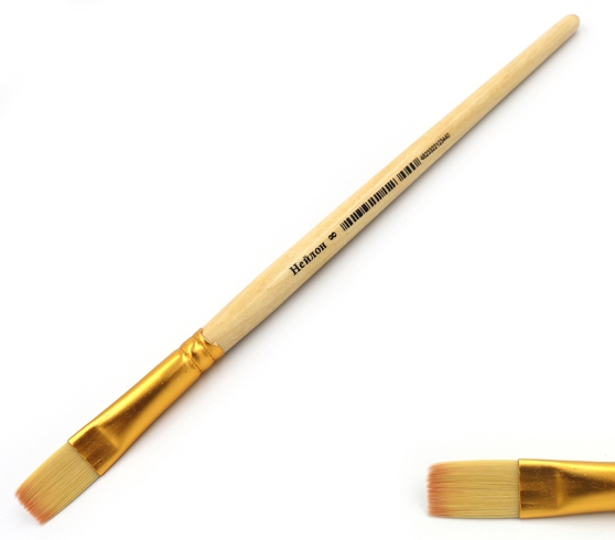 N-BP-8# Пензлик нейлон плоск 20см (ГОСТ рос.№8) (Штрих-код) (інд.упак)1шт/этик.