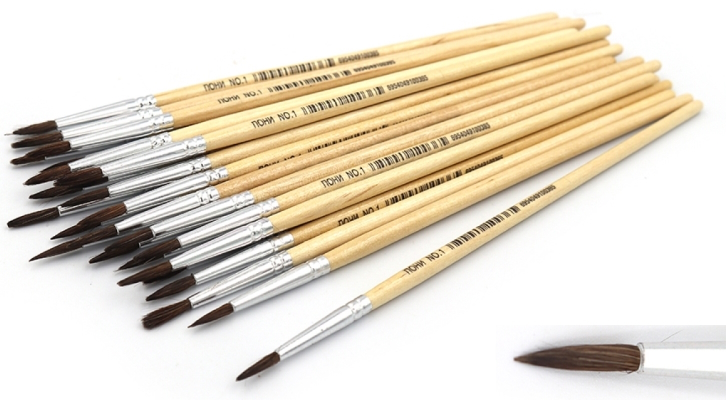 P-1C# Пензлик поні круглий 16.8см, 25 шт/ОПП+этикетка,