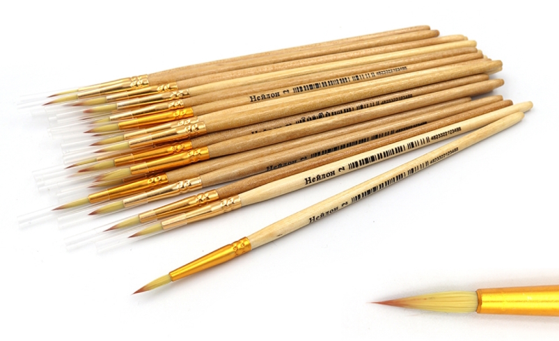 N-2# Пензлик нейлон кругл 15см  (ГОСТ рос.№2) (Штрих-код) 25шт / етик