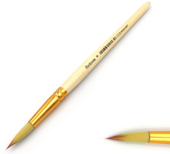 Пензлик нейлон кругл 19см (ГОСТ рос.№6) (Штрих-код) (інд.упак) 1шт / етик.