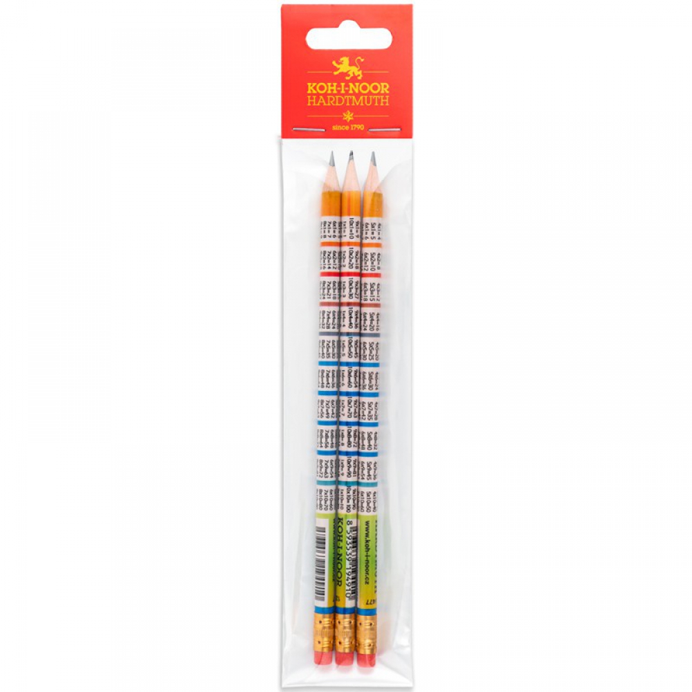 Олівець графітний, НВ, гумка, табл. множ (п-г 3шт)