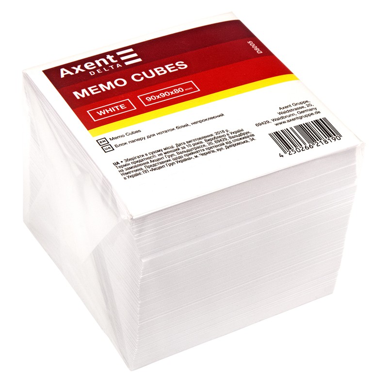 Папір для нотаток білий 90х90х80мм, непрок
