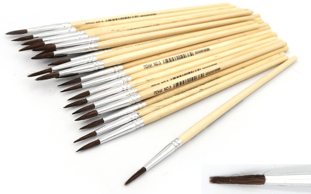 P-3C# Пензлик поні круглий 17.3см, 25 шт/ОПП+этикетка