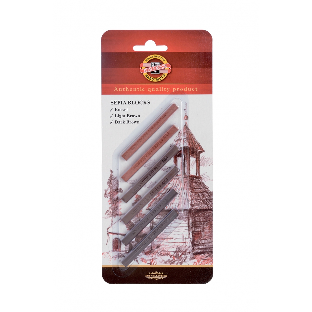 Брусок художн. сепія, 6 шт. набір