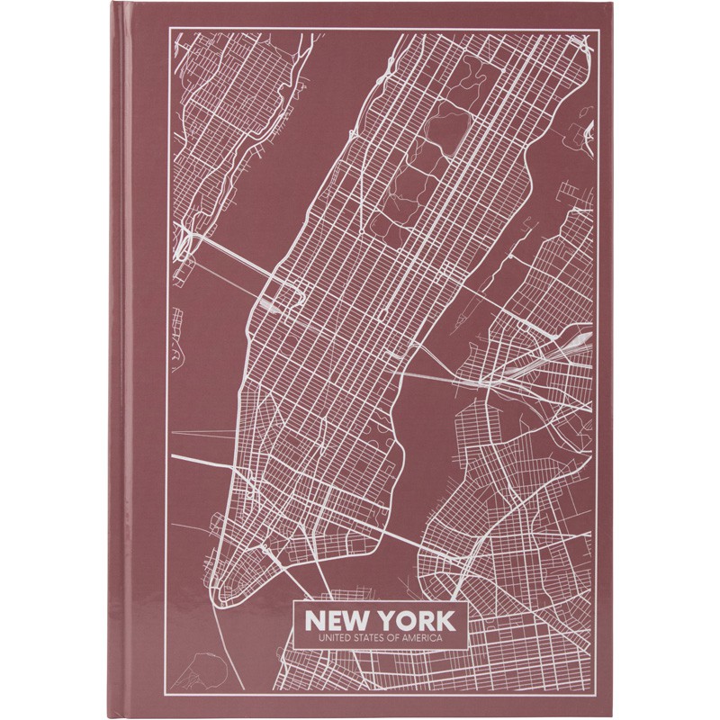 Книга записна А4 Maps New York, 96арк., кліт., рожево-корич.