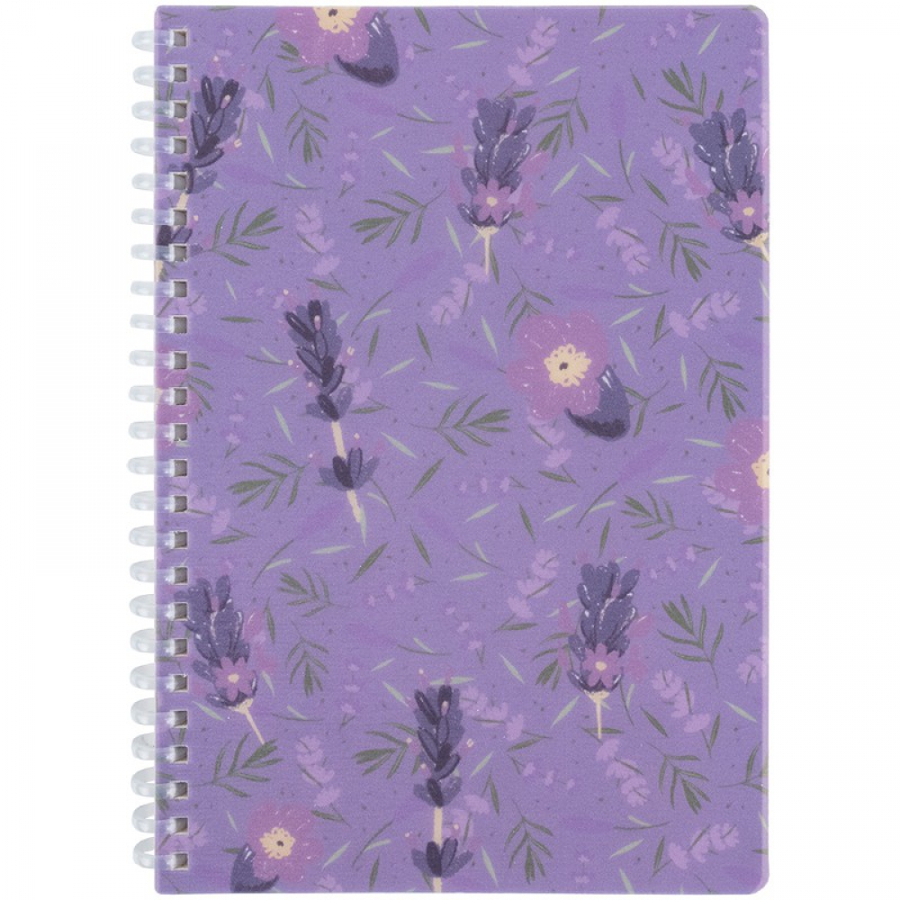 Блокнот на спіралі пласт. обкл., А5, 80 арк.,кл., Lavender 2