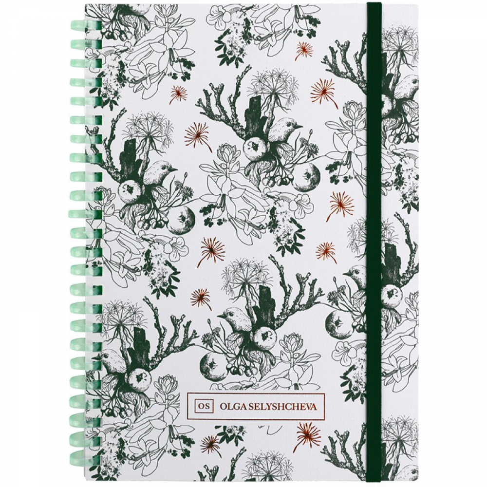Блокнот на спіралі карт. обк., А5,80 арк,кл.,OS,Green birds