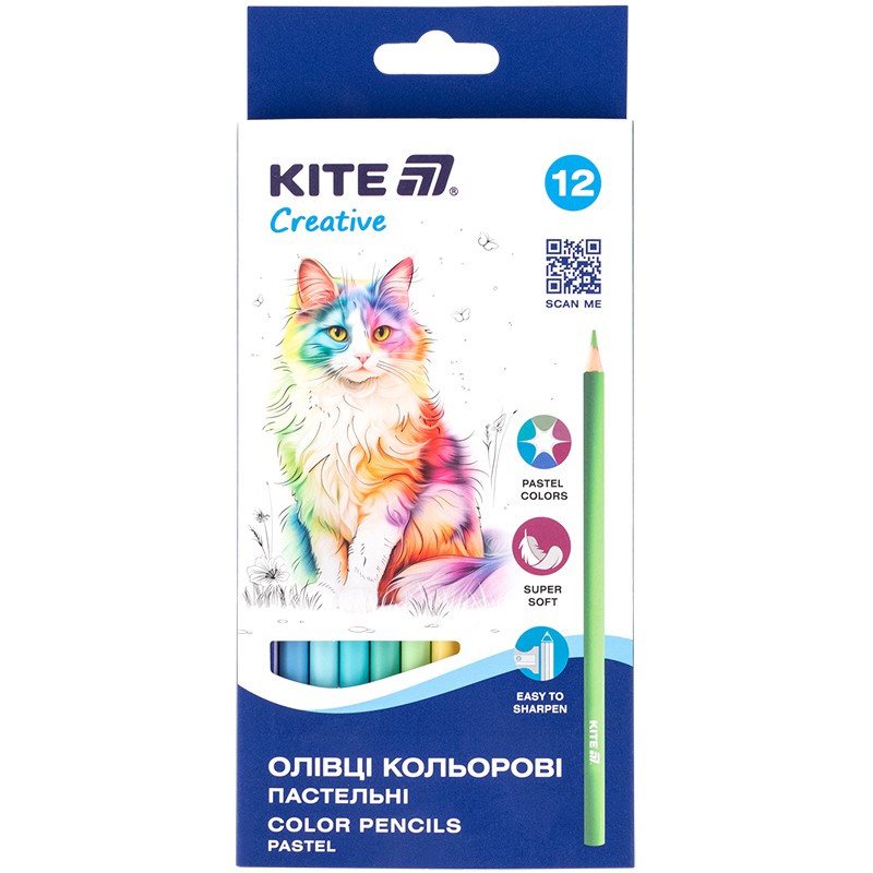 Олівці кольорові, 12 шт. Kite Creative Pastel