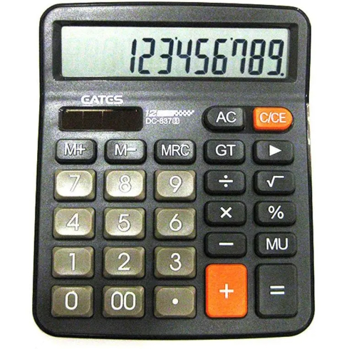 Калькулятор 12-ти розрядний EATES DC-837S, 2 джерела живлення, кнопки, що не стираються, великий LCD дисплей, розмір 120x149x49мм, вага 136г