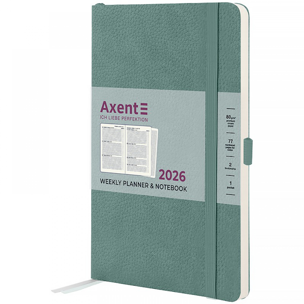 Щотижневик 2026 Partner Soft Skin, 125*195, сіро-лазурний