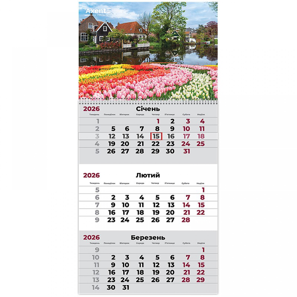 Календар настінний квартальний 2026 р.,1 пр. Gardens 1