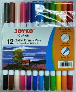 Фломастери двосторонні (пензлик/лінер) 12 кольорів, CLP-06,ТМ