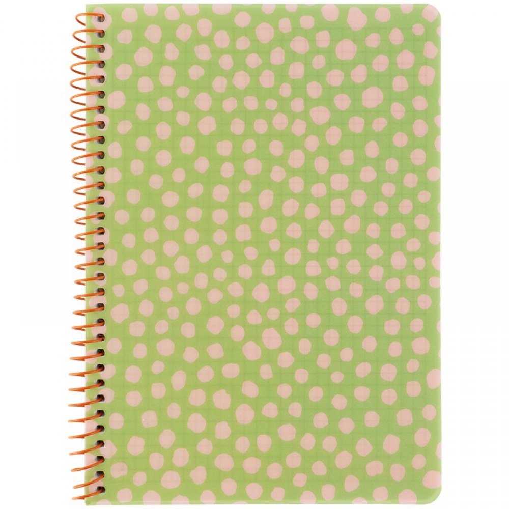 Блокнот на спіралі пласт. обкл., А5, 80 арк.,кл., салатовий