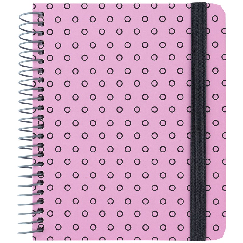 Блокнот на спіралі тверда обкл., B6+, 120 арк.,кл., рожевий