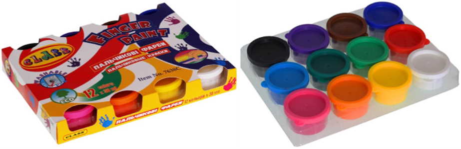 Фарби пальчикові 12 кол., 360 мл, 7638C, CLASS