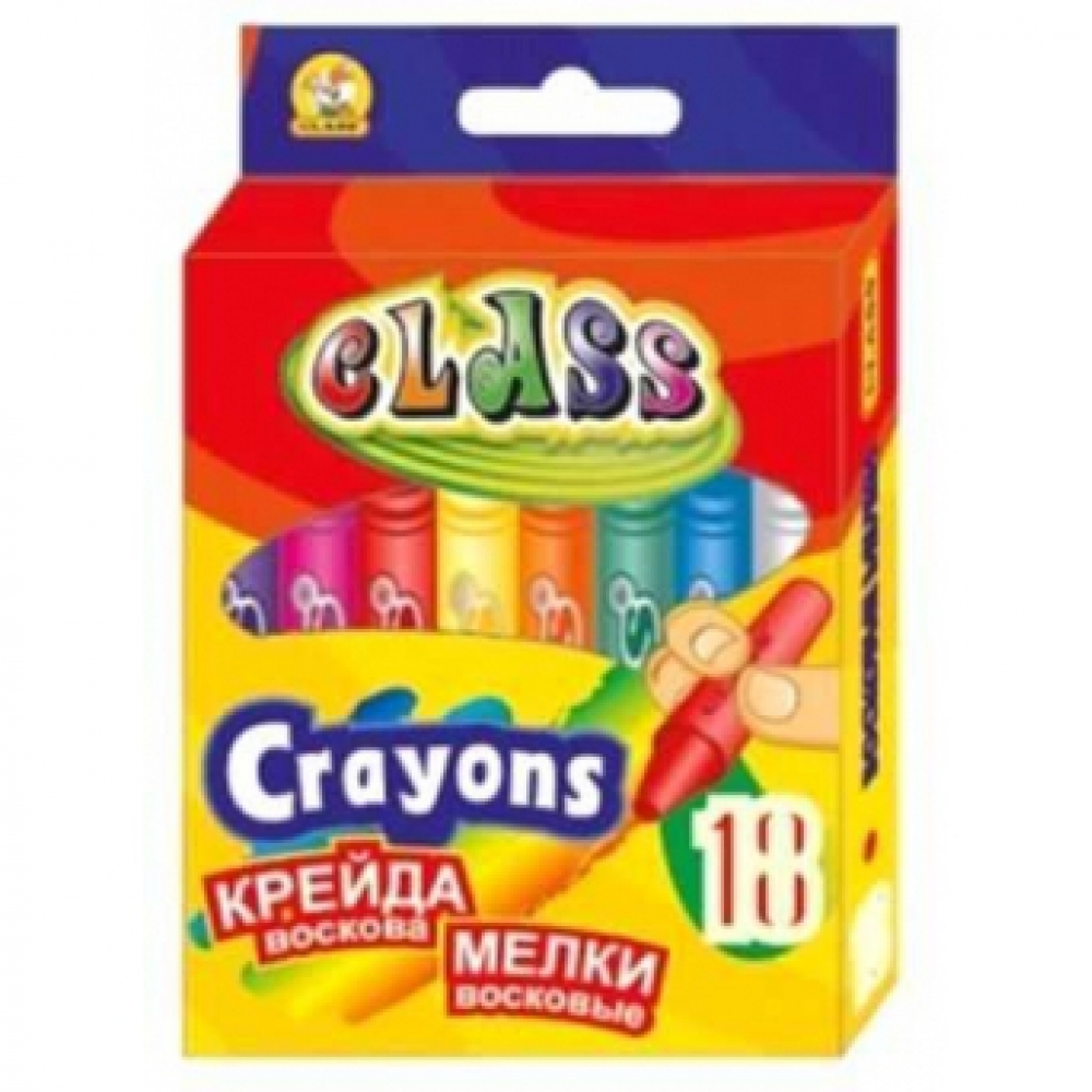 Крейда воскова, 18 кол., 8*90мм, 7604, CLASS