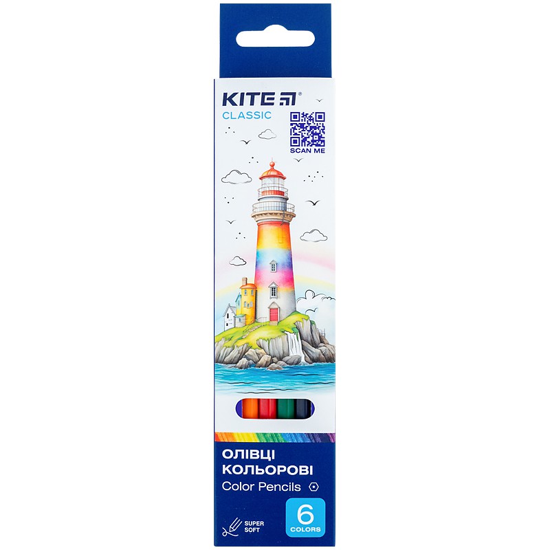 Олівці кольорові, 6 шт. Kite Classic