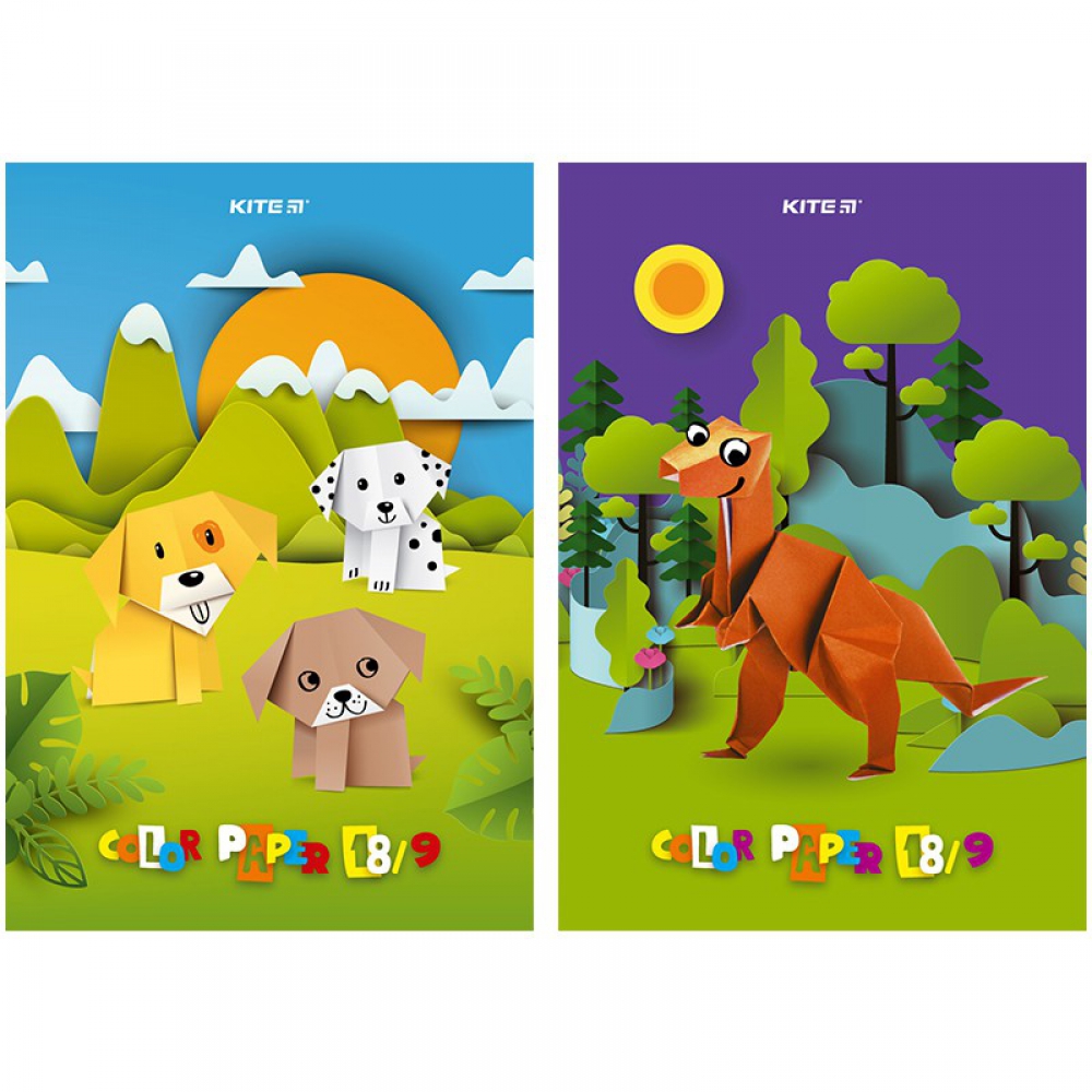 Папір кольоровий одностор. А4 (18 арк/ 9 кол), скоба, Kite