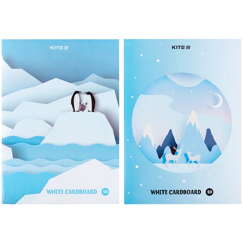 Картон білий односторонній А4 (10арк), папка, Kite