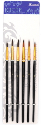 JO1974-6(BK0618) Пензлики у наборі 6шт,нейлон+поні круглі,европ JO