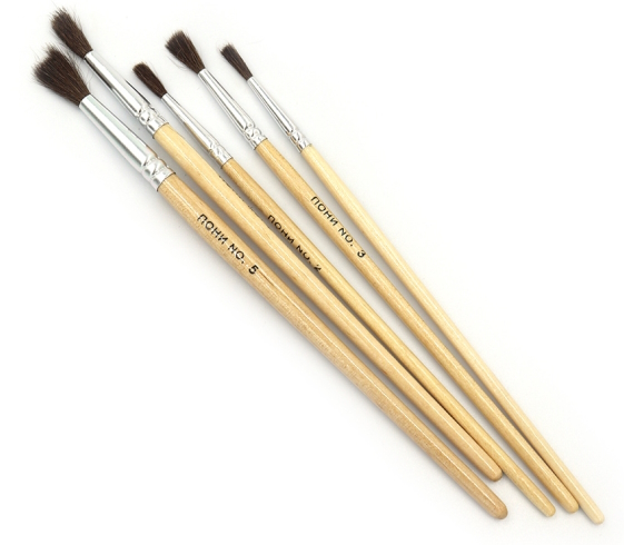 RA-7676(DSCN1914) Н-р пензл. поні кругл. 5 шт. (1,2,3,4,5)1шт/етик.